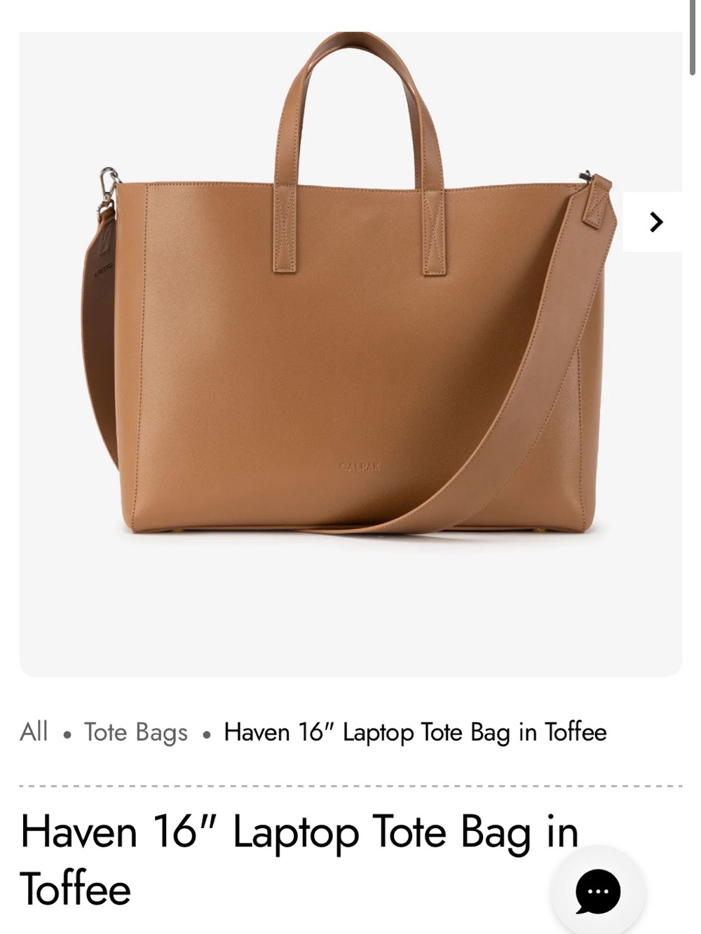 Calpak Haven 16" Leather Laptop Tote in Toffee